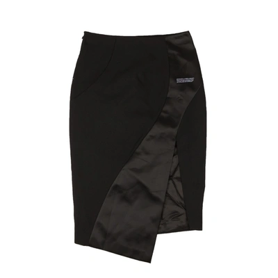 Shop Off-white Black Satin Spiral Split Skirt