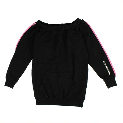 Shop Marcelo Burlon County Of Milan Black And Pink Boat Collar Sweatshirt