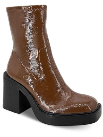 Shop Kenneth Cole New York Amber Womens Pull-on Chunky Ankle Boots In Gold