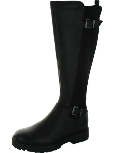 Shop Kenneth Cole Reaction Salt Womens Faux Leather Tall Motorcycle Boots In Black