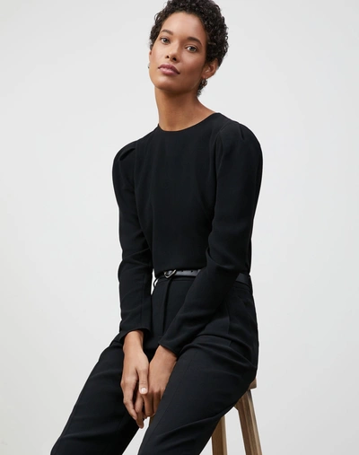 Shop Lafayette 148 Finesse Crepe Gia Blouse In Black