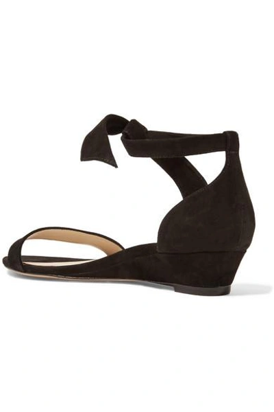Shop Alexandre Birman Atena Bow-embellished Suede Wedge Sandals