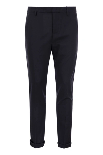 Dondup Gaubert Slim Flannel Trousers In Dark Blue