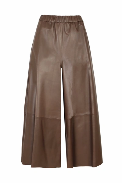 Shop Dušan Dusan Leather Gaucho Trousers In Brown