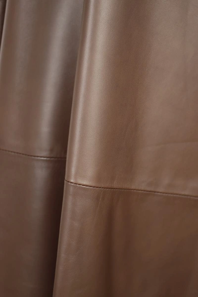 Shop Dušan Dusan Leather Gaucho Trousers In Brown