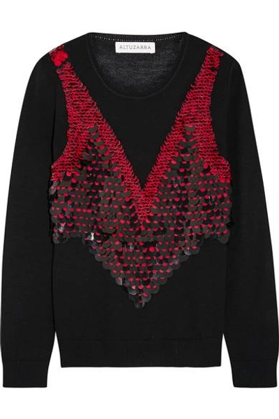 Shop Altuzarra Powell Embellished Merino Wool Sweater