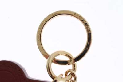 Shop Dolce & Gabbana Brown Leather Miss Sicily Gold Finder Chain Men's Keychain