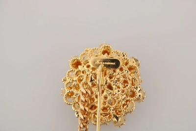 Shop Dolce & Gabbana Gold Brass Clear Crystal Chain Pin Women Women's Brooch