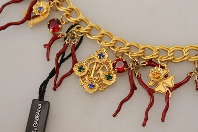 Shop Dolce & Gabbana Gold Brass Crystal Logo Chili Statement Women's Necklace