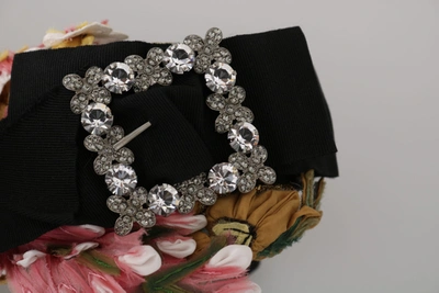 Shop Dolce & Gabbana Multicolor Tiara Floral Crystal Bow Diadem Women's Headband In Black