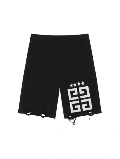 Shop Givenchy 4g Stars Knitted Bermuda Shorts In Black