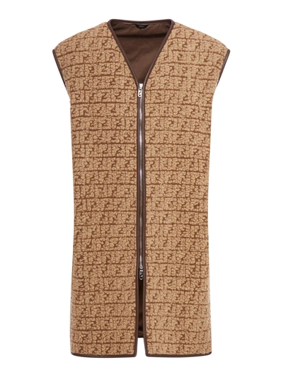 Shop Fendi Brown Teddy Bear Fabric Vest In Nude & Neutrals