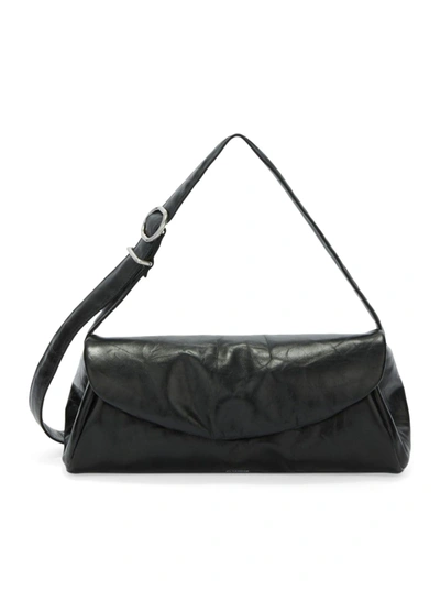 Shop Jil Sander Cannolo Padded Leather Shoulder Bag In Black