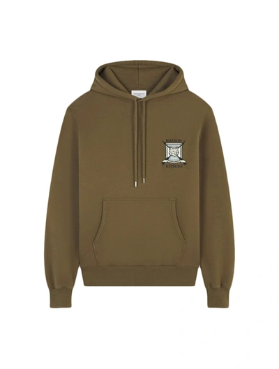 Shop Maison Kitsuné College Fox Embroidered Comfort Hoodie In Green