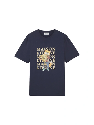 Shop Maison Kitsuné Fox Champion Regular Tee-shirt In Blue