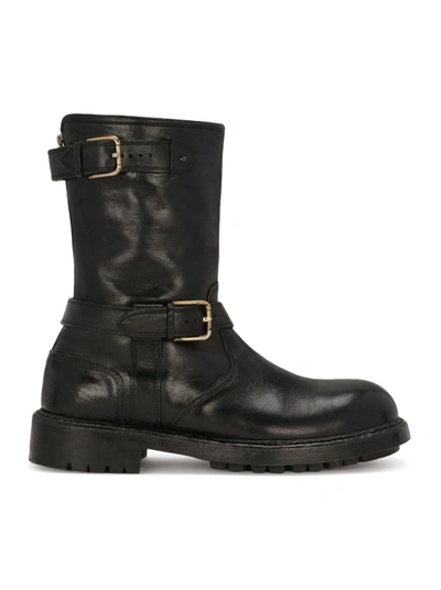 Shop Dolce & Gabbana Horseride Leather Boots In Black