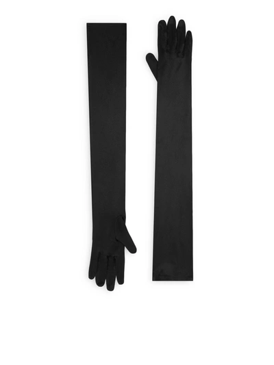 Shop Dolce & Gabbana Long Gloves In Stretch Satin In Black