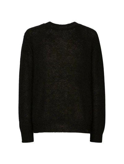 Shop Dolce & Gabbana Mohair Wool Crew Neck Sweater In Black