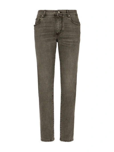 Shop Dolce & Gabbana Slim Stretch Denim Jeans With Small Abrasions In Multicolour