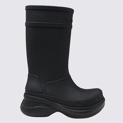 Shop Balenciaga Black Rubber Crocs Boots