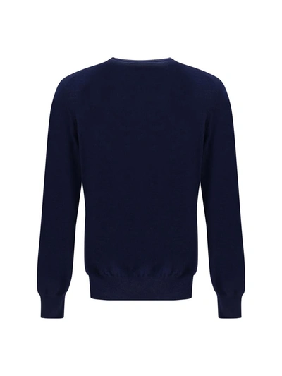 Brunello Cucinelli Men Ultrafine Virgin Wool Sweater In Blue