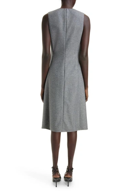 Shop Givenchy Asymmetric Button Sleeveless Virgin Wool Dress In Grey