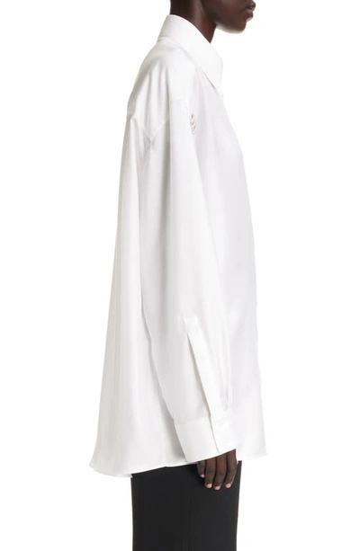 Shop Givenchy Oversize Charm Detail Silk Button-up Shirt In White