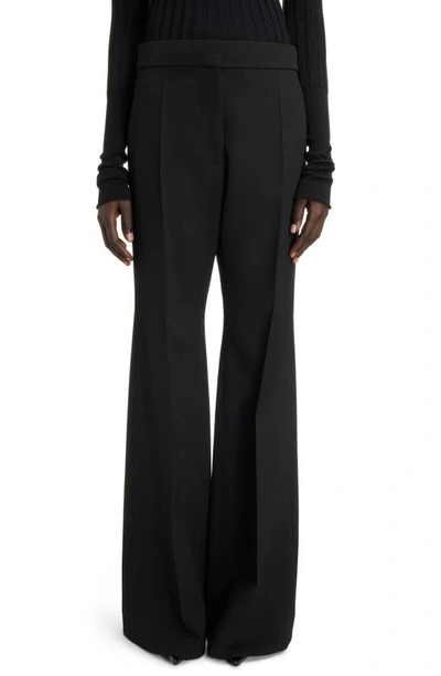 Shop Givenchy Virgin Wool Flare Leg Pants In Black