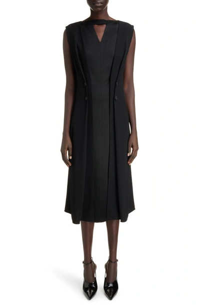 Shop Givenchy Sleeveless Crepe Coat Dress In Black