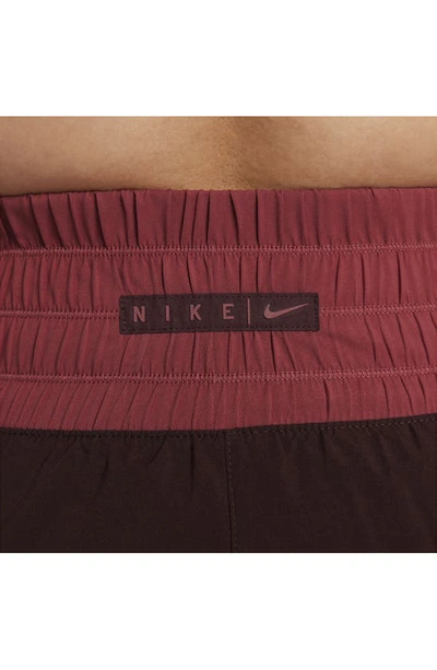 Shop Nike Ultra High Waist Brief Lined Shorts In Burgundy Crush/ Cedar