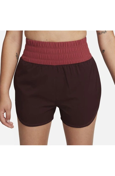 Shop Nike Ultra High Waist Brief Lined Shorts In Burgundy Crush/ Cedar