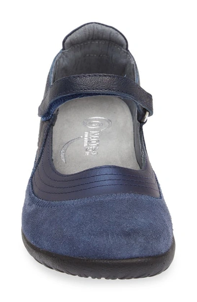 Naot Kirei Mary Jane Flat In Polar/ Mid Blue Suede/ Ink