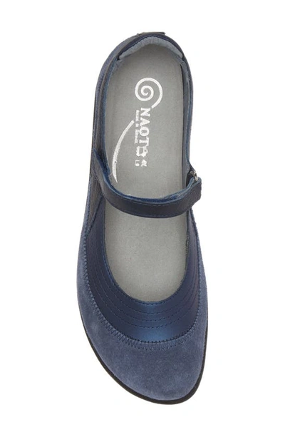 Naot Kirei Mary Jane Flat In Polar/ Mid Blue Suede/ Ink