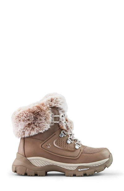 Shop Cougar Union Faux Fur Cuff Lace-up Boot In Almond
