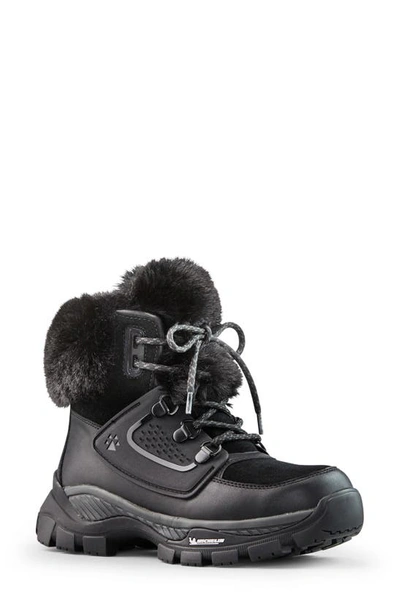Shop Cougar Union Faux Fur Cuff Lace-up Boot In Black