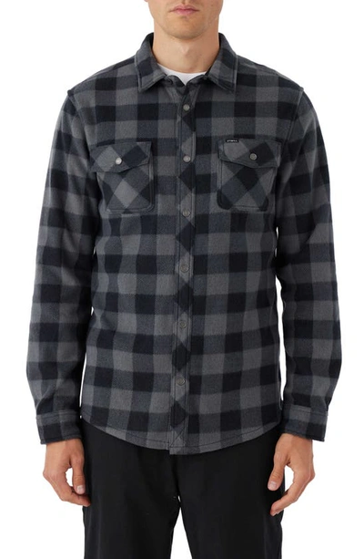 Shop O'neill Glacier Check Fleece Snap-up Shirt In Graphite