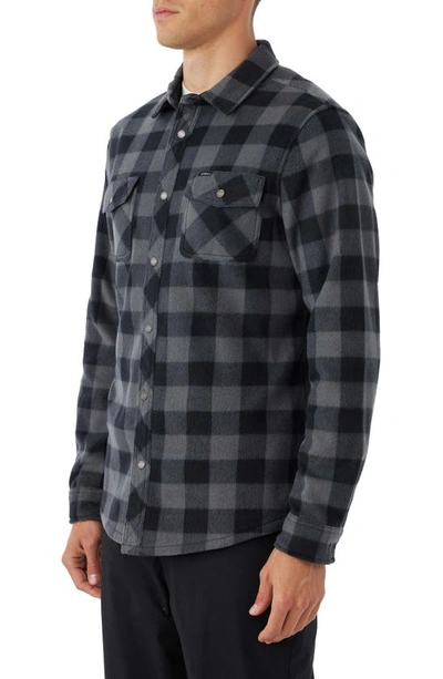 Shop O'neill Glacier Check Fleece Snap-up Shirt In Graphite