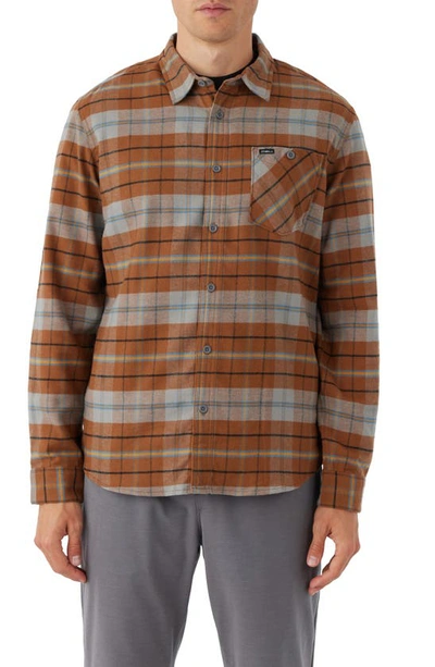 Shop O'neill Redmond Plaid Stretch Flannel Button-up Shirt In Medium Brown