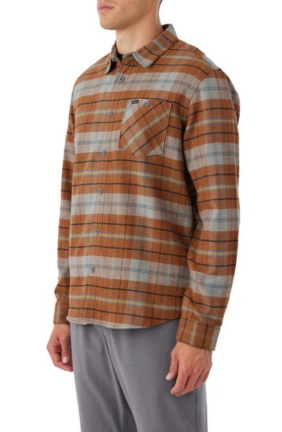 Shop O'neill Redmond Plaid Stretch Flannel Button-up Shirt In Medium Brown