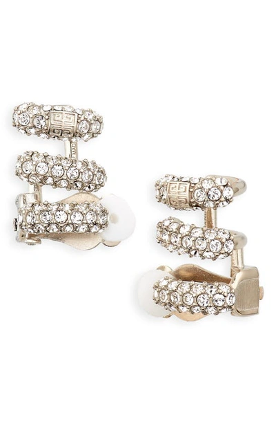 Shop Givenchy Stitch Crystal Clip-on Earrings In 040-silvery