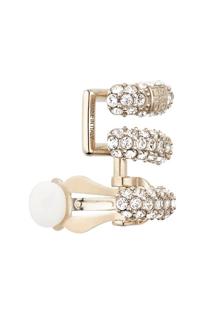 Shop Givenchy Stitch Crystal Clip-on Earrings In 040-silvery