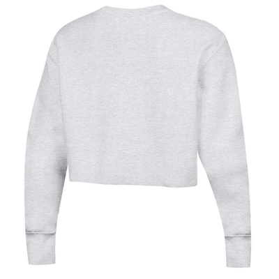 Shop Champion Heather Gray Michigan Wolverines Reverse Weave Cropped Pullover Sweatshirt