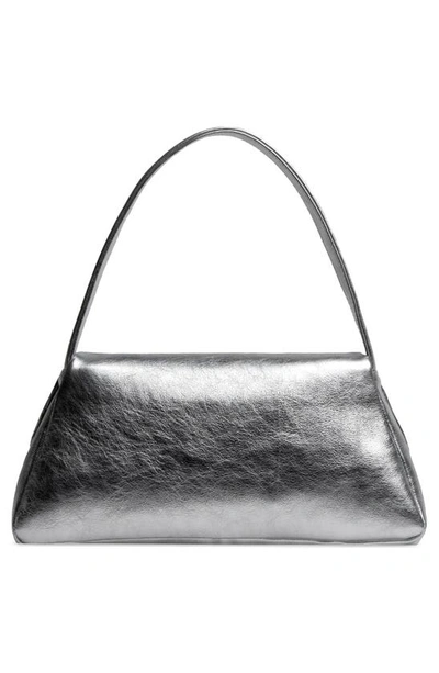 Shop Liselle Kiss Elliot Leather Top Handle Bag In Silver Crushed