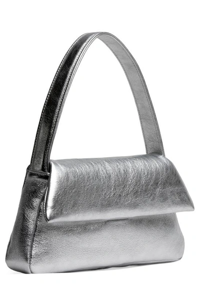 Shop Liselle Kiss Elliot Leather Top Handle Bag In Silver Crushed