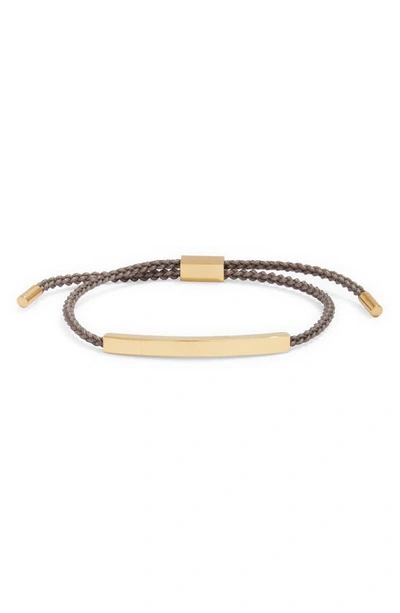 Shop Clifton Wilson Braided Bar Charm Slider Bracelet In Grey/gold