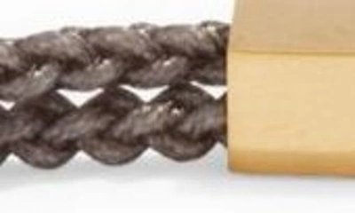 Clifton Wilson Braided Bar Charm Slider Bracelet In Grey/gold
