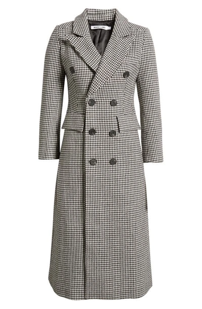 Nikki Lund Houndstooth Double Breasted Coat In Black