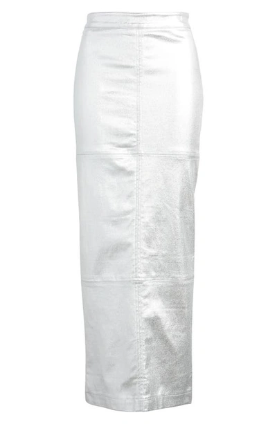 Shop Nikki Lund Iggy Metallic Maxi Skirt In Silver