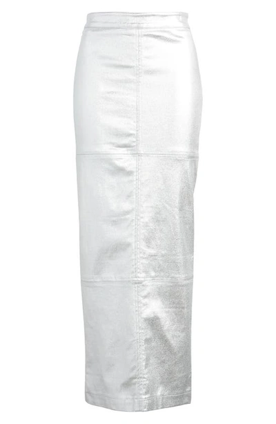 Nikki Lund Iggy Metallic Maxi Skirt In Silver