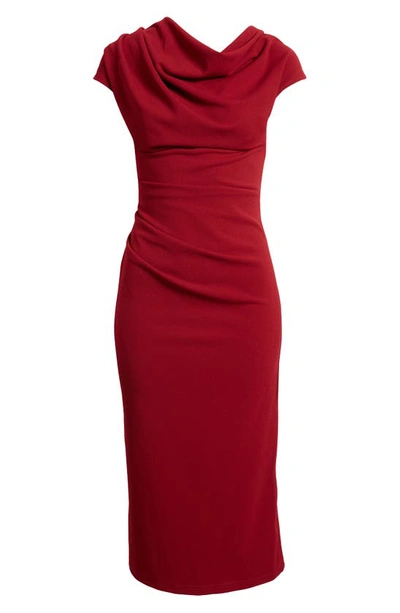 Shop Nikki Lund Marilyn Ruched Knit Dress In Burgundy